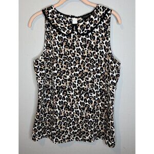Ann Taylor New Animal Print Sleeveless Blouse Medium Leopard Collared
